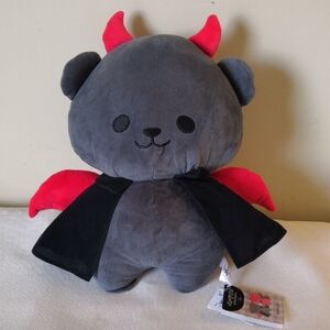 Fukuya Japan Round 1 Gray and Red Plush Devil Bear Toy NWTs